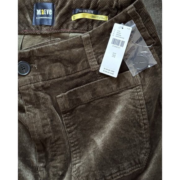 NWT Size 32 -Maeve The Colette Cropped Wide-Leg Corduroy Pants MOSS (NWT US$138) - Picture 4 of 16